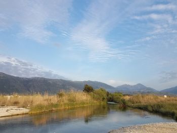 Scenic view of lake against sky