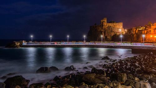 Illuminated city at night