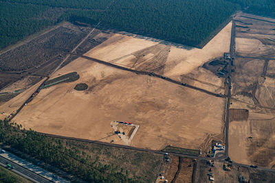 High angle view of agricultural field