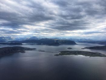 Aerial view of nordic lands and mountain range