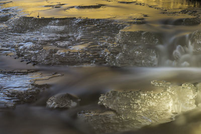 Close-up of water flowing through rocks
