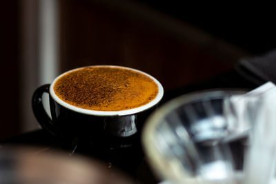 Close-up of coffee on table