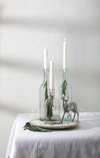 Close-up of christmas decorations on table