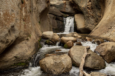 Hidden falls in rock canyon in the buttermilks of eastern sierra nevada mountains of california usa