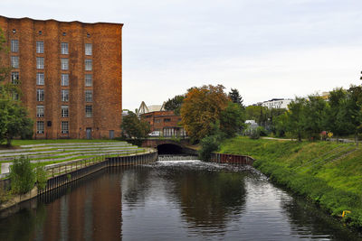 Spree river panorama on industrial district, berlin, germany