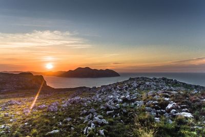 Scenic view of sea at sunset