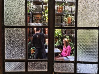 Close-up of woman standing in pond