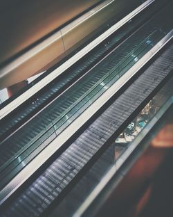 Close-up view of escalator