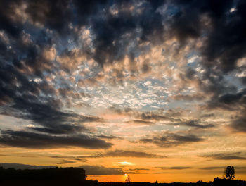 Low angle view of cloudy sky during sunset