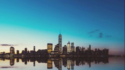 Reflection of buildings in city