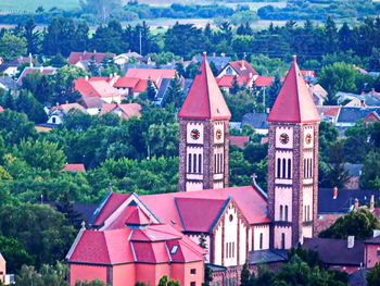 High angle shot of houses