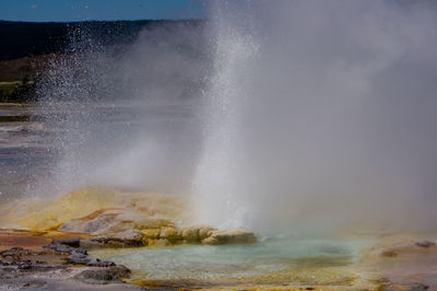 View of waves breaking in hot spring