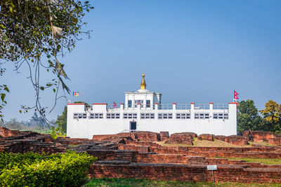 Holy maya devi temple in lumbini, nepal. sacred pilgrimage site for buddhist devotees.