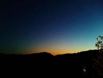 Silhouette trees against sky at sunset