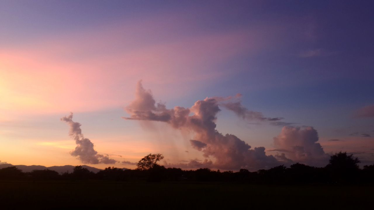 sunset, sky, nature, silhouette, beauty in nature, no people, tranquil scene, tranquility, scenics, outdoors, landscape, tree, day