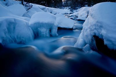 Surface level of frozen river