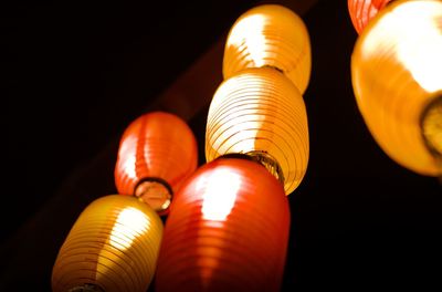 Low angle view of illuminated lantern