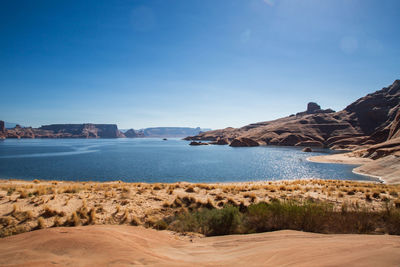 Scenic view of sea against clear sky