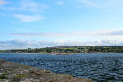 Scenic view of sea against cloudy sky