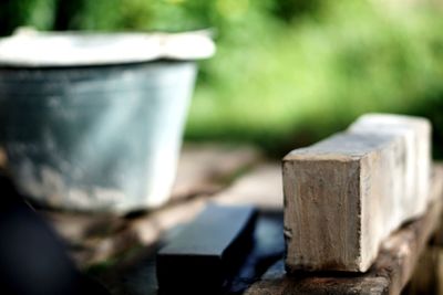 Close-up of stack of wood