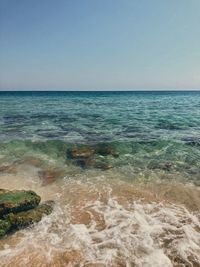 Scenic view of sea against clear sky