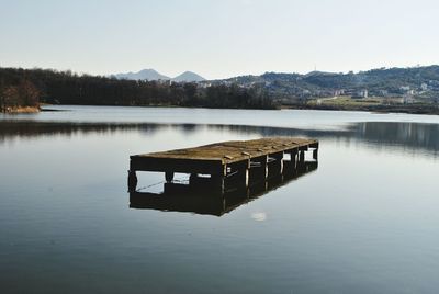 Scenic view of lake against clear sky