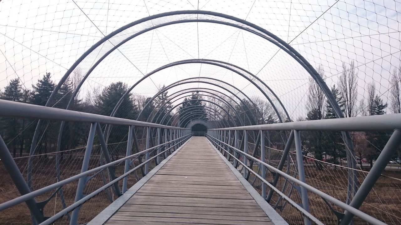 the way forward, railing, day, outdoors, connection, no people, sky, architecture, nature