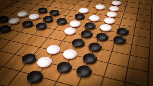 High angle view of coins on floor