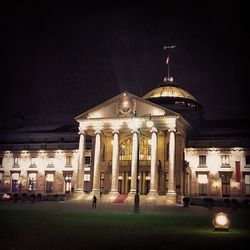 Facade of building at night