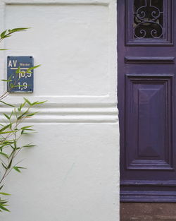 Close-up of text on door