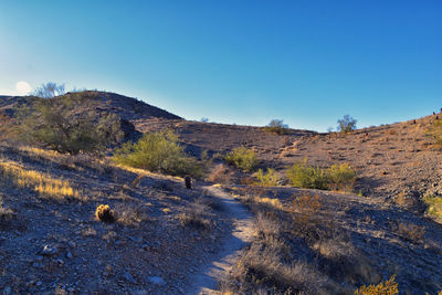 South mountain park preserve views pima canyon hiking trail, phoenix, southern arizona desert. usa