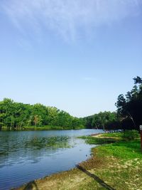 Scenic view of lake against clear sky