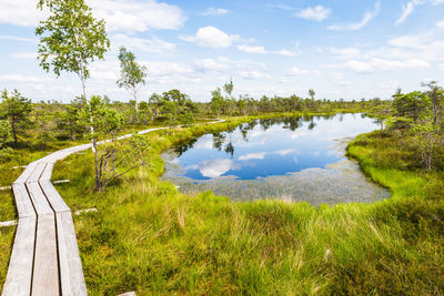 Scenic view of lake against sky