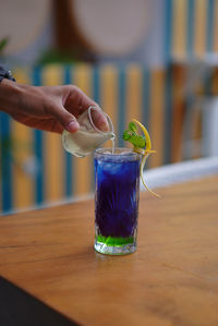 Close-up of drink in glass on table