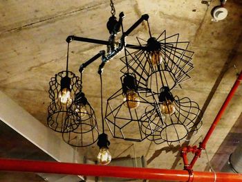 High angle view of lighting equipment hanging on wall