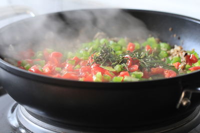 Close-up of chopped tomatoes in plate