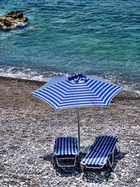 Lounge chairs on beach