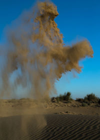 Sand dune in desert against sky