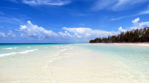 View of beach against cloudy sky