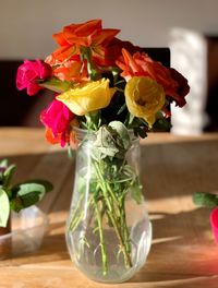 Close-up of flower vase on table