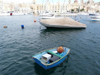 High angle view of sailboat in sea