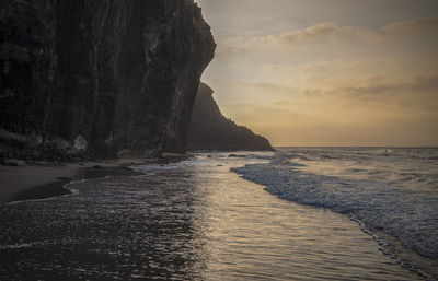 Scenic view of sea against sky in cabo de gata, almeria, spain, during sunrise