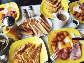 Close-up of breakfast on table