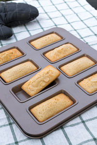 High angle view of cookies on table