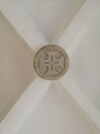 High angle view of text on white wall