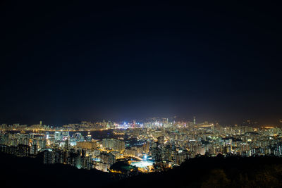 Illuminated cityscape at night