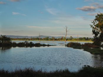 Scenic view of lake against sky