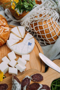 High angle view of food on table