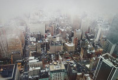 High angle view of buildings in city