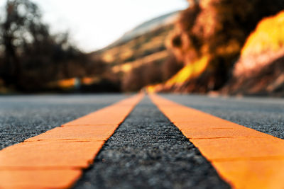 Orange markings on road